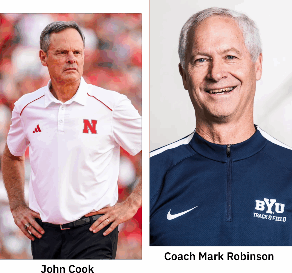 Portraits of two football coaches from Nebraska and BYU.